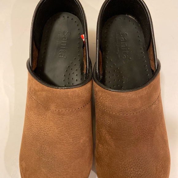 Sanita Brown Leather Clogs Size 35 - Picture 3 of 6